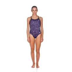 Arena Water One Piece Light Drop Back -Speedo Online Store 001381 purple black front
