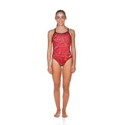 Arena Water One Piece Light Drop Back -Speedo Online Store 001381 red black front