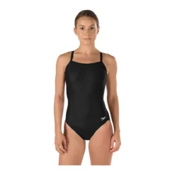 Speedo Solid Flyback Swimsuit 8 Speedo Solid Flyback Swimsuit -Speedo Online Store 819006 black front
