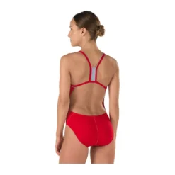 Speedo Solid Endurance + Thin Strap Swimsuit -Speedo Online Store 8191442 red back