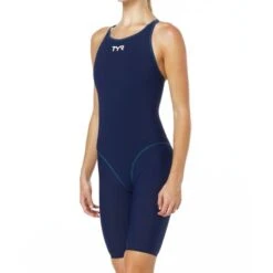 TYR Thresher Open Back -Speedo Online Store tpsfo6 navy blue front l